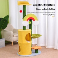 Arbre à chat classique de luxe moderne Rainbow, grand lit pour chat, griffoir intégré, structure d'escalade durable et confortable, en carton, Noël