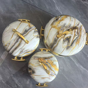 طقم حافظات طعام دائرية فاخرة معزولة حراريًا 3 قطع سعة 1 لتر و2 لتر و3.5 لتر من الفولاذ المقاوم للصدأ للبوفيهات - Product Image 1