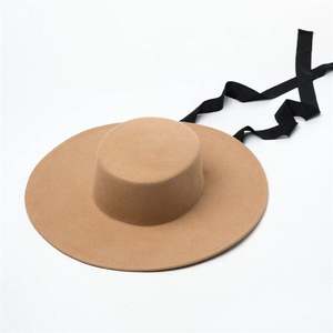 X1237 Sombreros de Fieltro de Lana de Ala Ancha y Copa Plana para Adultos Unisex, Transpirables para Exteriores, para Todas las Estaciones - Product Image 1