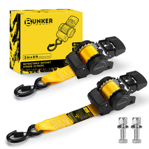 Tali Pengikat Otomatis BUNKER INDUST dengan Ratchet <span class=keywords><strong>2</strong></span>" X 8ft 3375lbs, Tali Pengikat Model Bolt-on dengan Klip Pengaman untuk Truk Trailer - Product Image 1