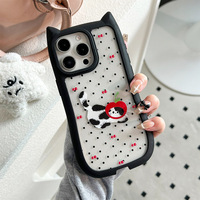 Couverture de téléphone 3D en forme d'oreille de chat mignon étui de téléphone portable antichoc transparent pour iphone 16 Pro Max 15 14 13 12 11