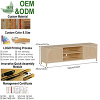 Meuble TV Minimaliste en Bambou et MDF – Stock US – Rangement pour Équipements Multimédias pour Salon, Chambre, Villa, Appartement – Table TV