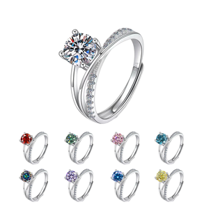 Nouveautés Bijoux fins en argent sterling 925 plaqué rhodium, bagues de fiançailles en moissanite taille brillant avec sertissage griffe pour femme - Product Image 1