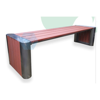 Bancs d'extérieur modernes HYX personnalisés pour parcs, gymnases et centres commerciaux, sans dossier, avec pieds en aluminium moulé et lattes en composite HDPE recyclé