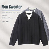 Pull tricoté décontracté pour homme, style décontracté, logo personnalisé accepté, 100 % laine, 576 g, col en V épais, faux deux-pièces