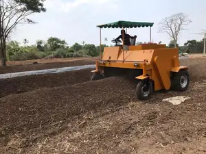 Manure Fermentation Equipment Walking Type 1 Person Driving Moving Type Compost Turner 2024 For Sale