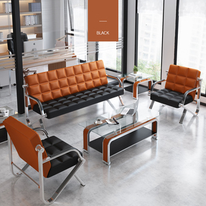 Bán buôn thiết kế mới hiện đại sofa sang trọng thiết kế hàng đầu văn phòng 3 Bộ Đen chờ đợi ghế - Product Image 2