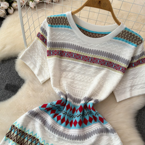 Boutique all'ingrosso 2025 estate nuovo alla moda girocollo <span class=keywords><strong>a</strong></span> <span class=keywords><strong>righe</strong></span> retrò età che riduce dolce abito da donna - Product Image 4