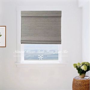 <span class=keywords><strong>Persianas</strong></span> romanas tejidas de ramio Natural personalizadas de fábrica para sala de estar, dormitorio, cocina - Product Image 2