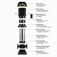 Pompe verticale multi-étages à économie d'énergie, moteur silencieux, structure durable, surpresseur d'eau pour le traitement de l'eau industrielle