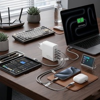 Chargeur mural GaN 100W 4 ports, prise US UK EU, USB C, téléphone, ordinateur portable, charge rapide PD QC 3.0, 100-240V, chargeur de voyage universel