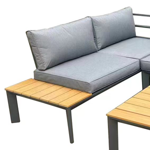 Meubles de <span class=keywords><strong>jardin</strong></span> de luxe cadre en métal aluminium <span class=keywords><strong>composite</strong></span> poly bois ensemble de canapés d'angle pour l'extérieur - Product Image 3