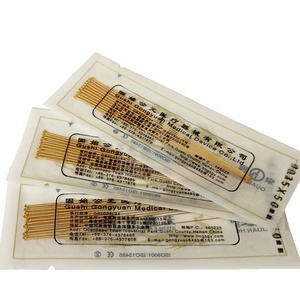 Aiguilles d'<span class=keywords><strong>acupuncture</strong></span> jetables stériles en plastique entièrement plaquées <span class=keywords><strong>or</strong></span> pour usage unique, 100 pièces/boîte avec tube guide - Product Image 1