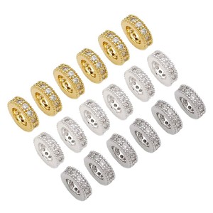 <b>Copper</b> Plated Gold Plated White Gold Zircon Spacer Beads Round DIY Jewelry Accessories For <b>Bracelet</b> Making 10mm Size - Product Image 5