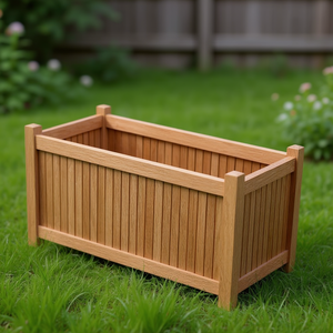 Jardinière rectangulaire en bois faite à la main, bac à plantes de jardin, style simple, conteneur pour plantes d'extérieur D0100XFPVAX - Product Image 2