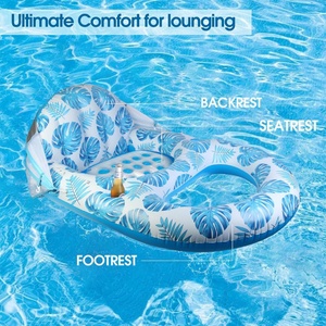 Grand auvent gonflable extra large UPF50+ robuste pour piscine, chaise longue de loisirs pour adultes, porte-gobelet, équipements de divertissement aquatique - Product Image 4