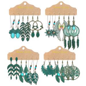 Ensemble <span class=keywords><strong>de</strong></span> boucles d'oreilles pendantes vintage <span class=keywords><strong>pour</strong></span> femmes, boucles d'oreilles bohèmes à feuilles vertes, boucles d'oreilles à pampilles, boucles d'oreilles longues faites à la main, <span class=keywords><strong>vente</strong></span> <span class=keywords><strong>en</strong></span> <span class=keywords><strong>gros</strong></span> - Product Image 6