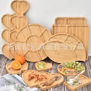Bandejas de madera para alimentos, pasteles y decoraciones; platos de bambú; platos para cenar; platos decorativos de bambú y madera en forma de corazón. - Product Image 5