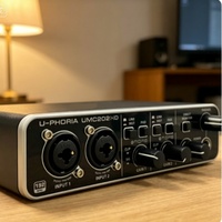 Tarjeta de Sonido Externa USB de Alta Gama B-U-PHORIA UMC202HD para Transmisión en Vivo Profesional, Grabación en Computadora y Guitarra