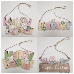 Hanging <b>Ornaments</b> Cute Bunny Chick Egg Happy <b>Easter</b> Wooden Pendent for Home Party Holiday Supplies - Product Image 2