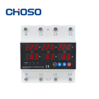 Stabilisateur de tension CHOSO triphasé AC 10kVA SVC avec relais LED, protection contre les surtensions/surintensités 220V, rail DIN, matériau cuivre PC