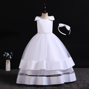 Vestido de niña de las flores 2022, falda blanca con volantes hasta la rodilla, vestido de princesa con flores para niñas, vestido de bautizo de tul para niña W006 - Product Image 1
