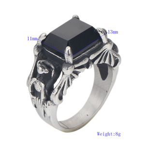Bague Gothique Punk Vintage avec Incrustation de Verre Noir Sertie à Griffes, Bijou de Mode Masculin, Cadeau, Forme Géométrique 11MM - Product Image 5