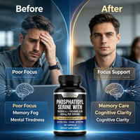 OEM Vente En Gros Complément Cérébral Nootropique Phosphatidylsérine 400mg Rhodiola L-Théanine Vitamine B6 Gélules Mémoire Focus