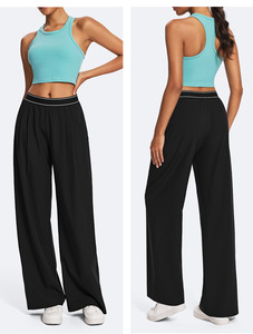 Pantalones Deportivos de <span class=keywords><strong>Mujer</strong></span> de Cintura Alta para Exteriores con Tela Fresca y Protección Solar, de Secado Rápido, Casuales, Holgados, de Pierna Ancha y Recta para <span class=keywords><strong>Yoga</strong></span> - Product Image 4