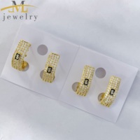JML Nouveaux accessoires de mode, boucles d'oreilles Monaco, vente en gros, laiton de haute qualité, plaqué or 14 carats, boucles d'oreilles chaîne cubaine pour femmes