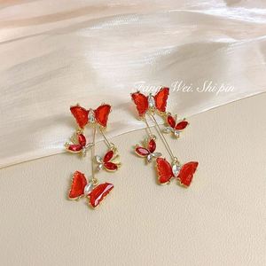 High Quality Butterfly Tassel Style <b>Earrings</b> for Women <b>Post</b> Long Butterfly Drop <b>Earrings</b> Jewelry - Product Image 1