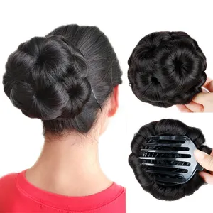 Synthetische Hoge Temperatuur Vezel 9 Bloemen Haar Chignon Haarknot Donut Clip In Haarstukje Natuurlijke Bloem Scrunchie Voor Vrouwen