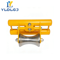 Galet de câble en aluminium, cadre jaune, réglable, avec molette usinée, robuste, pour tirage de câbles et applications d'infrastructure