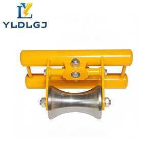 Galet <span class=keywords><strong>de</strong></span> câble en aluminium, cadre jaune, réglable, avec molette usinée, robuste, pour tirage <span class=keywords><strong>de</strong></span> câbles et applications d'infrastructure - Product Image 1