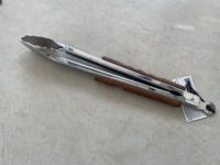 Outil de cuisson pour barbecue, pinces alimentaires, lame en acier inoxydable, barbecue, cuisson, cuisson, gril, pince à aliments avec manche en bois