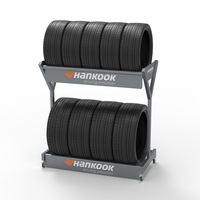 Support de stockage de pneus mobile robuste en acier Q235, revêtu de peinture en poudre, à 2 niveaux, avec roulettes