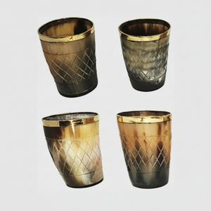 Copa de vino de cuerno de búfalo Natural con forma personalizada, copa de media quemada de alta calidad, pantalones cortos de cuerno de buey tallados para vino tinto - Product Image 1