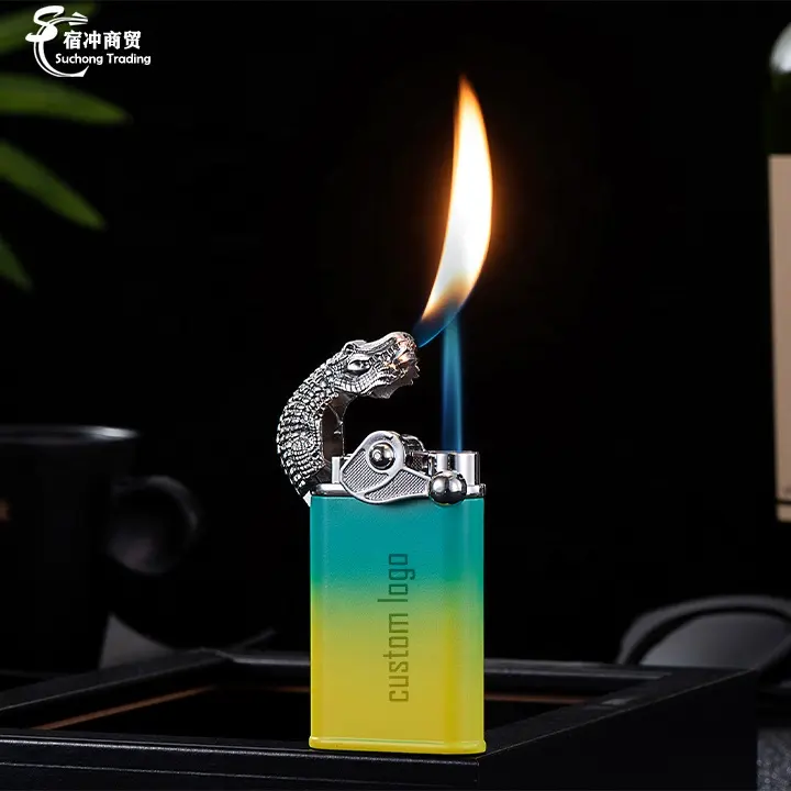 One Piece Dropshipping Promotional Business Gifts Party Night-glowing Novelty Dragon Torch Lighter