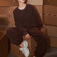 Sweat à capuche en molleton personnalisé pour femme, couleur unie, ensemble décontracté streetwear, survêtement jogging grande taille 100 % coton