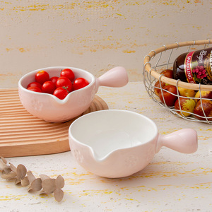 Mini tazón de cerámica Chaozhou rosa de 7.5 cm con asa para uso doméstico en café y té. - Product Image 1