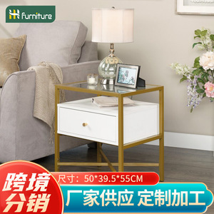 Side table/coffee table for living room, tempered glass corner table for home use, bedside storage <b>cabinet</b>/drawer <b>small</b> square - Product Image 5