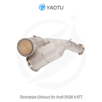 Downpipe Knalpot Katalitik 3-arah YT dari Baja Tahan Karat, Suku Cadang Sistem Knalpot Aftermarket untuk Audi RSQ8 4.0TT