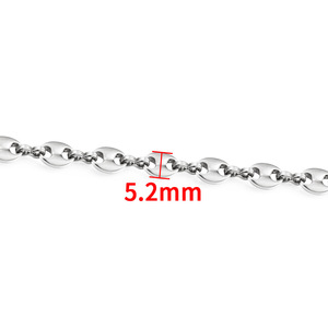 Chaîne à maillons en forme de grains de café en acier inoxydable plaqué or 18 carats PVD |   Imperméable et hypoallergénique |   Différentes tailles vendues au mètre ou en bobine - Product Image 6