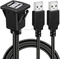 Dual-Port Quadratisches USB 2.0-Kabel mit Schnalle PVC-Ummantelung Geflochtene Abschirmung für Auto LKW Boot Motorrad Armaturenbrett Einbau-Panel