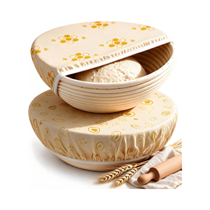 Custom Design 10/12 Inch Beeswax Sourdough Bowl Covers Reusable Organic Elastic Cover for Sourdough Bread Proofing - Product Image 1