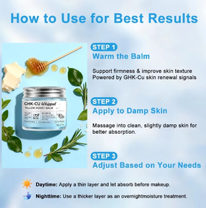 Baume Fouetté au Suif et au Miel GHK-Cu 60g Marque Blanche, Crème <span class=keywords><strong>Visage</strong></span> au Beurre de Karité pour Soulagement de l'Eczéma, à Base de Produits Alimentés à l'Herbe, OEM ODM, Renforce la Barrière Cutanée - Product Image 3