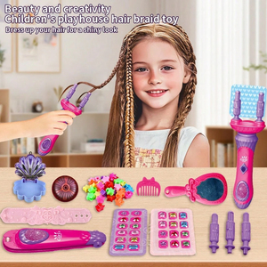 Ensemble de jeu de beauté pour salon de coiffure, jeu de simulation pour enfants d'âge préscolaire, kit de <span class=keywords><strong>maquillage</strong></span> pour enfants, tresseuse électrique, jouets, machine à gemmes pour cheveux avec miroir - Product Image 2