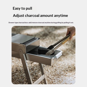 Barbecue en acier inoxydable épaissi pour usage domestique, portable, pliable, au charbon de bois, avec grande grille, barbecue en acier inoxydable - Product Image 3
