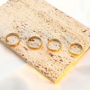 Fashion <b>Rings</b> <b>Titanium</b> Steel Gold 4mm Width Geometric Shape Unisex Gift Jewelry - Product Image 4