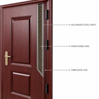Porte en acier à grain de bois haute sécurité, design mère-fils, taille personnalisée OEM, moderne, anti-effraction, intérieure, bien scellée, sécurisée